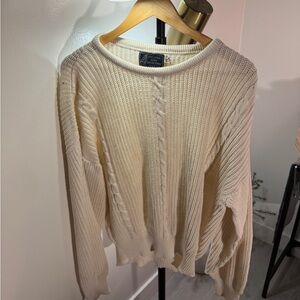 Peconic Bay Traders Grandpa crewneck cream cable knit fisherman frugal chic XL
